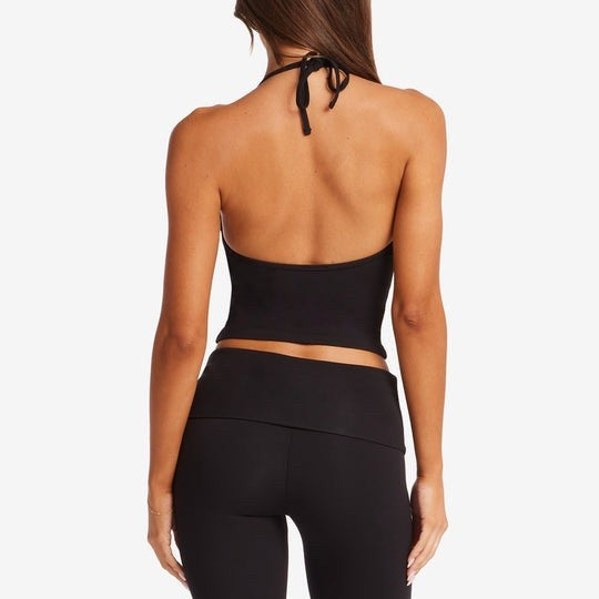 Women Yoga Suit with Chest Pad High-Waist Flared Trousers