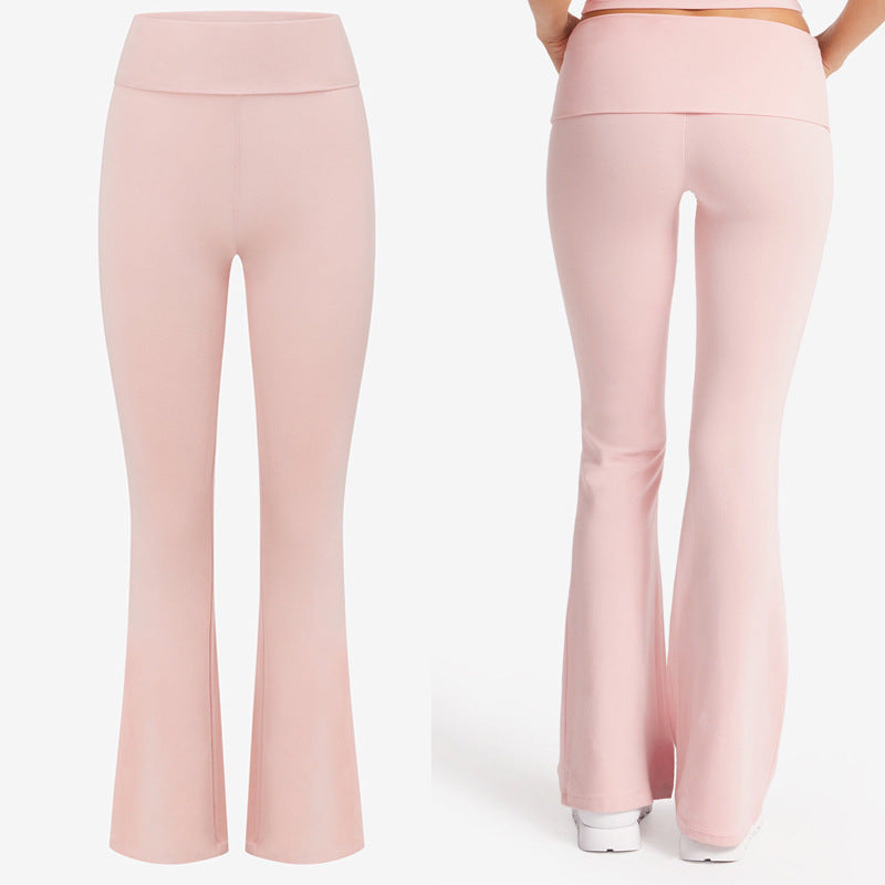 Women Yoga Suit with Chest Pad High-Waist Flared Trousers
